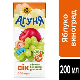 Упаковка соку Агуня Яблуко-виноград 1.8 л (0.2 л x 9 шт.) - мініатюра 3
