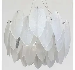 Підвісна люстра скляна Artlight 21824-400CH хромована компактна на 5 ламп E14 з декором у формі пір'я - мініатюра 4
