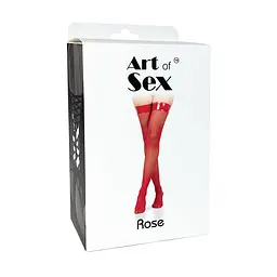 Панчохи в дрібну сітку з коронкою Art of Sex - Rose, колір чорний з ефектом мокрого оксамиту, S - мініатюра 3