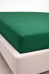 Простирадло на резинці Ecotton 140х200 см фланель бавовняне Green зеленого кольору (25569) - мініатюра 2
