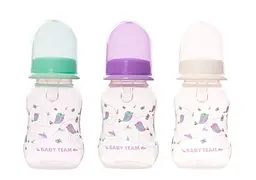 Пляшечка для годування з талією та силіконовою соскою Baby Team 125 мл в асортименті