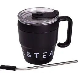 Термочашка Coffee &amp; Tea 480 мл з трубочкою і подвійним відкриванням, чорний Yiwu HP-14-23B - мініатюра 3