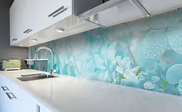 Кухонний фартух Бірюзова серпанок квіти ПВХ 60х200 см Абстракція Блакитний Happy Pocket Z184034 - мініатюра 5