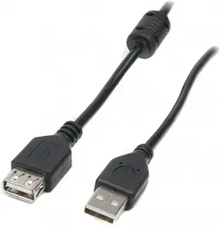Кабель подовжувач Maxxter USB 2.0 AM/AF 1.8м Ferrit black (UF-AMAF-6) - мініатюра 1