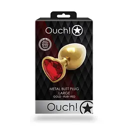 Анальна пробка Ouch! Heart Gem Butt Plug L, 8.1 см (золотистий) - мініатюра 7