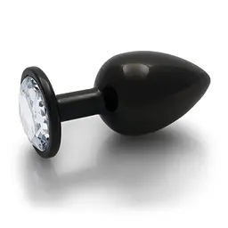 Анальна пробка Ouch! Round Gem Butt Plug L, 9.3 см (чорний) - мініатюра 3