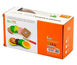 Іграшкові продукти Гамбургер та сендвіч Viga Toys 50810 для дівчаток та хлопчиків - мініатюра 6
