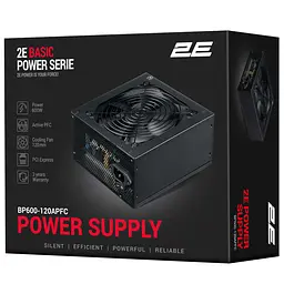 2E Блок живлення Basic Power (600W), 80%, 120мм, 1xMB 24pin(20+4), 1xCPU 8pin(4+4), 3xMolex, 4xSATA, 2xPCIe 8pin(6+2) - мініатюра 7