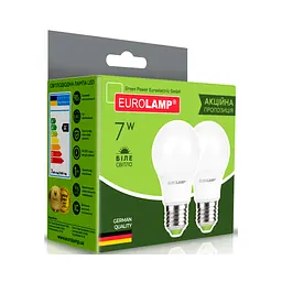 Лампочка Eurolamp LED A60 7W E27 4000K 220V акция 1+1 (MLP-LED-A60-07274(E)) - мініатюра 3