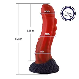 Фалоімітатор Hismith 8.35″ Curved Silicone Dildo Red Monster Series система KlicLok для секс-машин - мініатюра 2