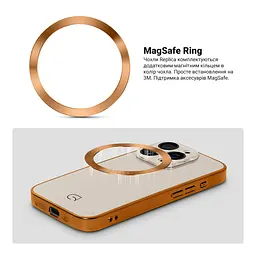 Чехол-накладка для Apple iPhone 14 Pro, Replica MagSafe, золотой, противоударный защитный чехол с магнитным кольцом MagSafe, защита всего корпуса, TPU+PC, зеркальный, выступающий бортик вокруг экрана, ArmorStandart (ARM76199) - мініатюра 4