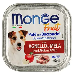 Вологий корм Monge Dog Fruit, для собак усіх порід, з ягнятком та яблуком, 100 г - мініатюра 2