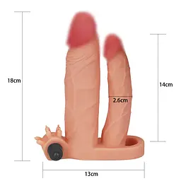 Насадка на член - Pleasure X-Tender Vibrating Double Penis Sleeve Flesh Add 1 Love Toy 66-LV314100 91732 - мініатюра 2