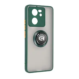 Чехол с кольцом-держателем для Xiaomi 13T 5G/13T Pro 5G, Frosted Matte Ring, зеленый, защитная панель с матовой задней стенкой, противоударный чехол с защитой всего корпуса, TPU + поликарбонат (PC), с защитой камеры, ArmorStandart (ARM72718)