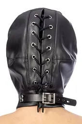 Каптур для БДСМ зі знімною маскою Fetish Tentation BDSM hood in leatherette with removable mask - мініатюра 2