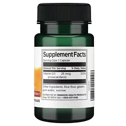 Вітаміни та мінерали Swanson Vitamin D3 1000 IU High Potency 60 капсул - мініатюра 2