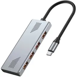 Концентратор Gembird USB-C 4-in-1 4xUSB 3.2 silver (UHB-CM-U310-A4-01) - мініатюра 2