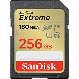 Карта пам'яті Sandisk 256GB SD C10 UHS-I U3 R180/W130MB/s Extreme V30 (SDSDXVV-256G-GNCIN) - мініатюра 1