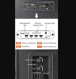 Компьютерные колонки 2.1 Kisonli TM1000U, Bluetooth, AUX, 5W+2x3W - мініатюра 6