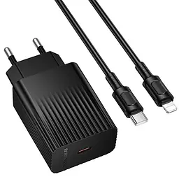МЗП Borofone BAS75A Source PD30W (1USB-C) + кабель Type-C to Lightning Black - мініатюра 3