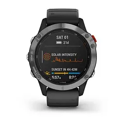 Смарт-годинник Garmin Fenix 6 Solar Silver with black band (010-02410-00) - мініатюра 5
