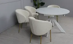 Стіл Prestol Асті розкладний 1100/1400х1100х750 білий глянець білі ноги - мініатюра 6