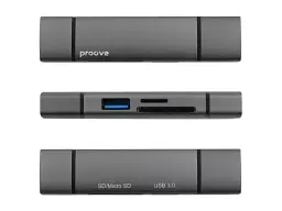 USB-хаб + картрідер Proove Arc Link 3-in-1 Silver (HBAL00210014) - мініатюра 3