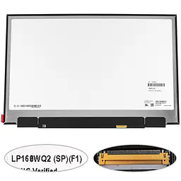 Матриця 16.0" LP160WQ2-SPF1 (2560*1600 40pin(eDP IPS 144Hz) LED SLIM(без планок та вушок) матова роз'єм праворуч внизу) для
