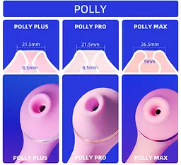 Стимулятор KisToy Polly Max Двосторонній 3 вакуумом, вібрацією та обертанням, 20,8 см рожевий - мініатюра 3