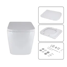 Підвісний унітаз Qtap Tern + інсталяція Qtap Nest 4 в 1 (квадратна клавіша Satin), Білий - мініатюра 7