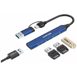 Концентратор Canyon hub DS-02 4in1 USB-A/C Blue (CNS-TDS02BL) - мініатюра 3
