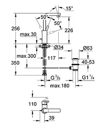 Змішувач для умивальника Grohe Lineare 23296001, Хром - мініатюра 3