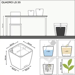 Вазон Lechuza Quadro Premium LS 35 антрацит (16163) - мініатюра 3