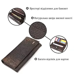 Цікавий жіночий гаманець із монетницею з натуральної фактурної шкіри Canpellini 21530 коричневий - мініатюра 4