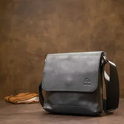 Практична шкіряна чоловіча сумка Grande Pelle 11431 чорний - мініатюра 9