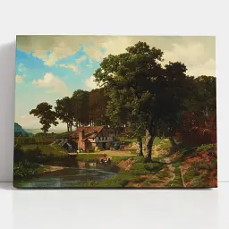 Інтер'єрна картина Сільський млин, Альберт Бірштадт, Albert Bierstadt, Rustic Mill, репродукція картини, 45×60 см (id7362)
