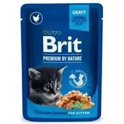 Вологий корм для кішок Brit Premium Cat Pouches Chicken Chunks for Kitten 100 г (8595602506026)
