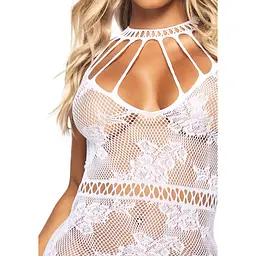 Ажурна сукня-сітка Leg Avenue Lace Mini dress With cut-outs White, One Size - мініатюра 6