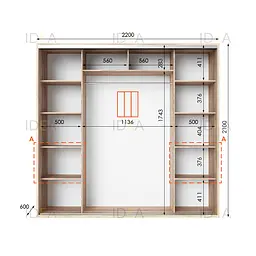 Шафа-купе Idea серія 7 220 x 60 x 210 см Дуб сонома Дзеркало - мініатюра 2