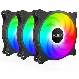 Вентилятор 120 мм PcCooler FX-120 ARGB чорний 3 шт. 120х120х25 мм 1000-2000 об/хв 18-33.2 дБ 4-pin (PWM)/3-pin (ARGB)