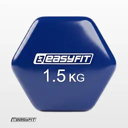 Гантель для фітнесу 1.5 кг EasyFit із вініловим покриттям синя - мініатюра 3