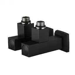 Набір кутових кранів Solomon LUX 8888-CUBE 1/2" із американкою Black 30412 - мініатюра 2