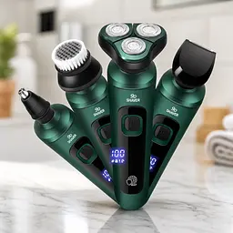 Бритва 4в1 Shaver 9D / Електробритва чоловіча з акумулятором зелена 5Вт/ Мультифункціональна бритва 4 в 1 для бороди та вусів - мініатюра 3