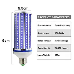 Бактерицидна лампа UV-C 220V E27 254nm 60W Ультрафіолетова - мініатюра 5