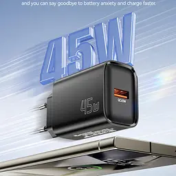 Мережевий зарядний пристрій Essager Flash 45W USB-A QC Чорний (ECT45W-RPB01-Z) - мініатюра 3