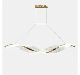 Підвісна лінійна LED-люстра Artlight 5341-1200L-GD золота подвійна хвиля з прозорим акрилом та блискітками - мініатюра 5