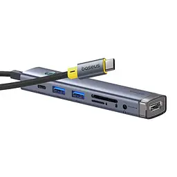 USB-хаб Baseus UltraJoy Series 7-Port HUB AIR Space Grey (Type-C to HDMI4K@60Hz*1+USB3.0*2+PD*1+SD/TF3.0*1+3.5mm*1) (B00052803811-02) - мініатюра 6