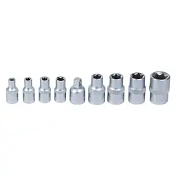 Набір насадок Sigma Torx (4 шт 1/4" 4шт 3/8") з перехідником на планці 9 шт CrV (6086541) - мініатюра 2