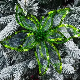 Ялинкова іграшка YES! Fun квітка пуансетії Розкіш напівпрозора зелена, 23*23см (750302) - мініатюра 2