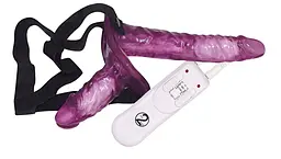 Подвійний страпон з вібрацією You2Toys Duo Lila 18 см фіолетовий - мініатюра 2